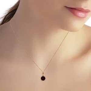 1.15 Carat 14K Solid Rose Gold Single Round Garnet Necklace