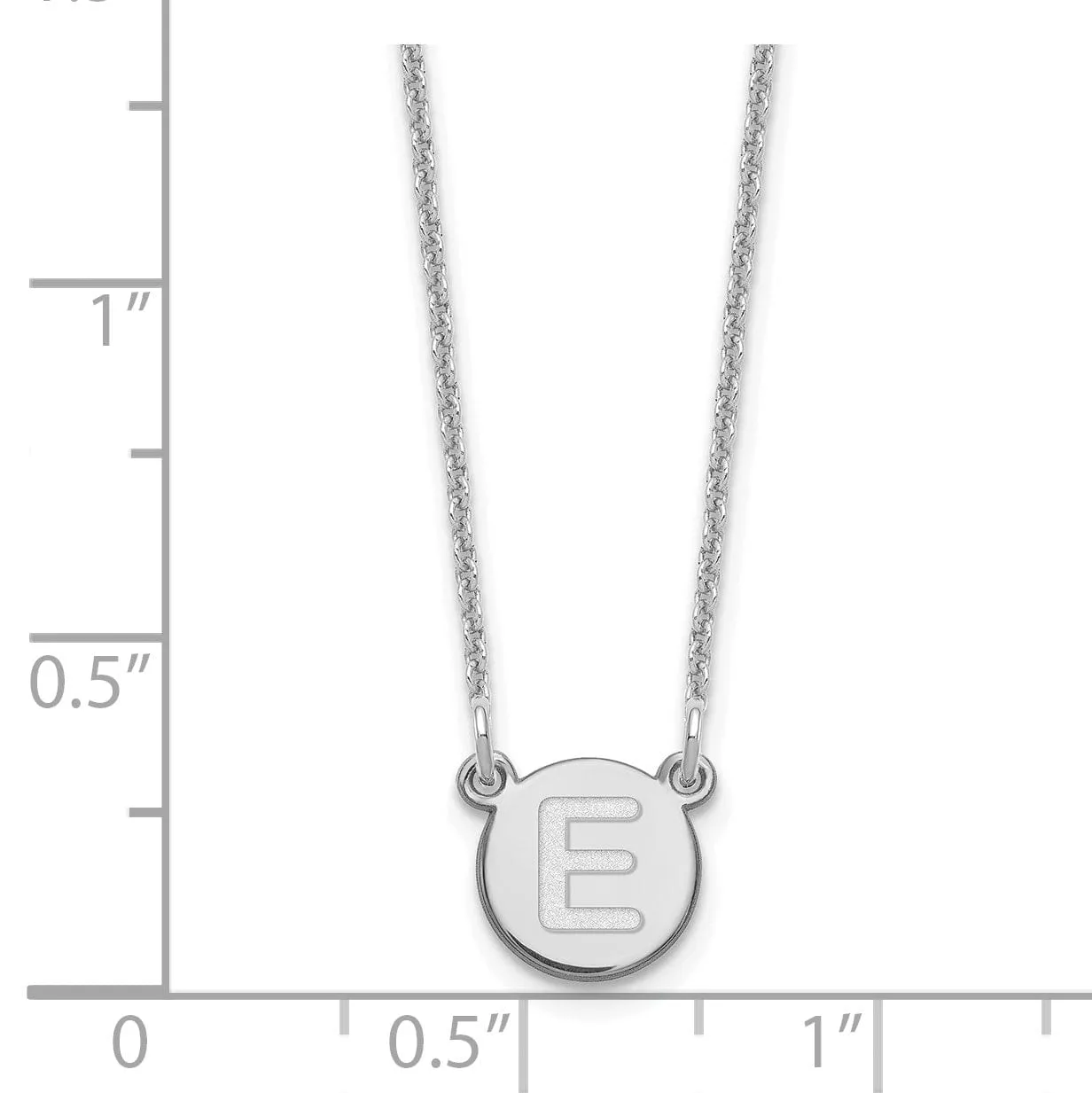 14k White Gold Tiny Circle Block Letter F Initial Pendant and Necklace