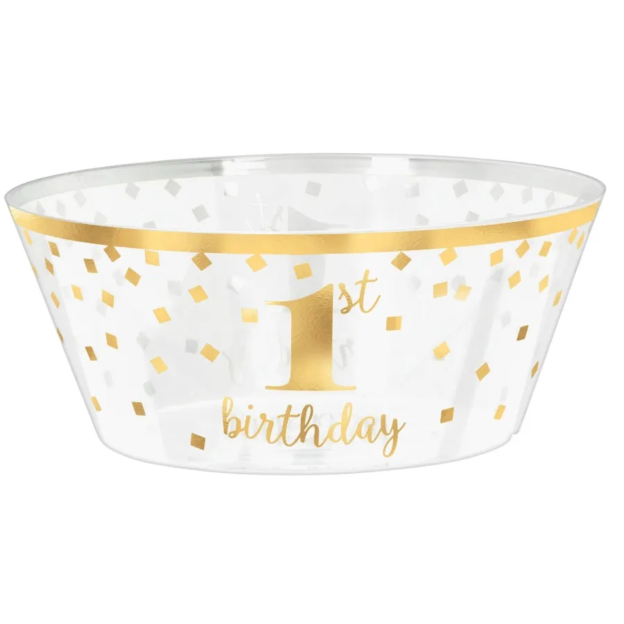 1st Birthday Hot-Stamped Large Plastic Serving Bowl