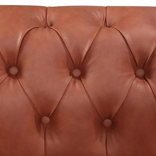 2 Seater Brown Sofa Lounge Chesterfireld Style Button Tufted in Faux Leather