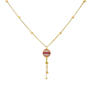 22K Yellow Gold, CZ & Ruby Beaded Chain (8.3gm)