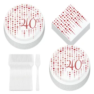 40th Party Supplies For Milestone Birthdays and Anniversaries - Plates,Napkins (Serves 16)