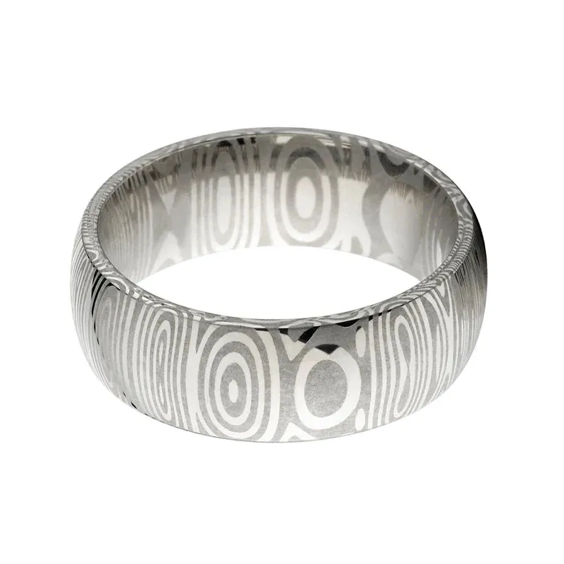 8mm Damascus Steel Wedding Band