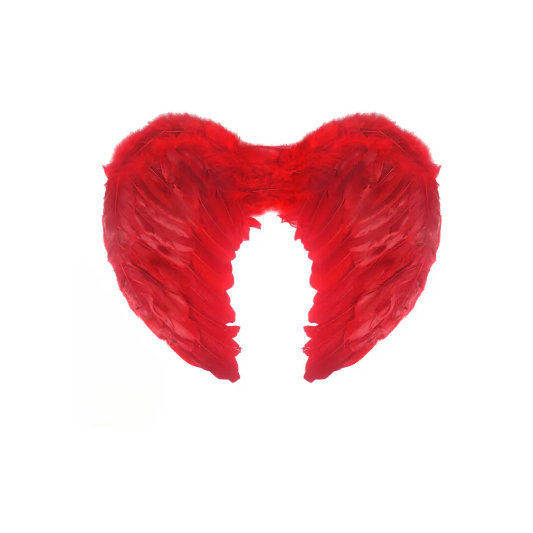 Adult Feather Wings & Tutu Skirt - Vibrant Red Ensemble for Cosplay & Costumes