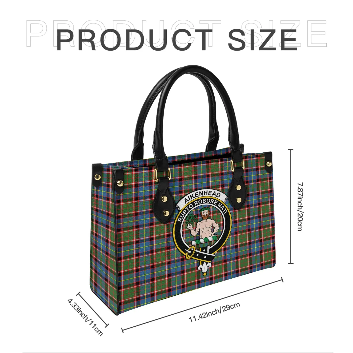 Aikenhead Tartan Leather Bag with Family Crest