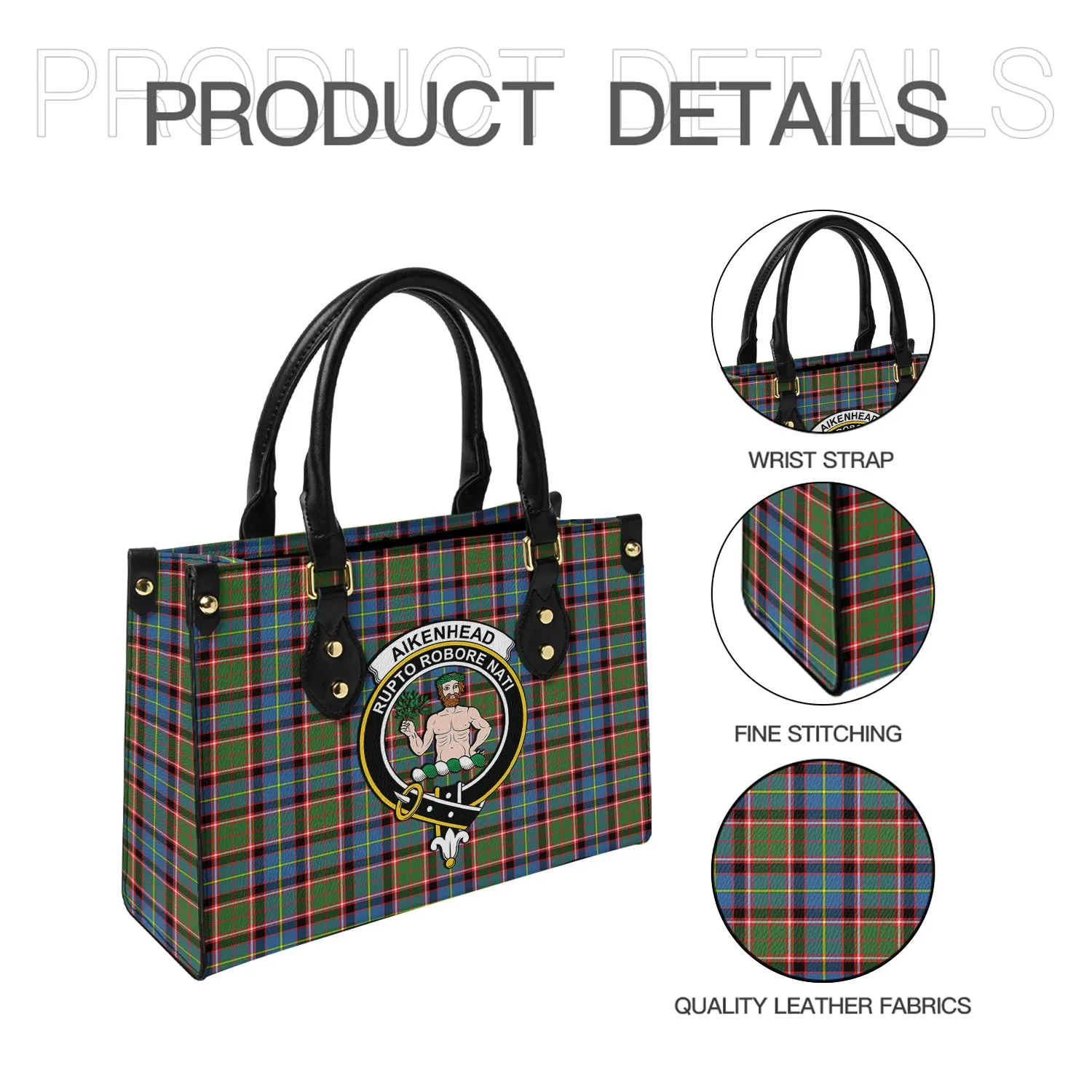 Aikenhead Tartan Leather Bag with Family Crest