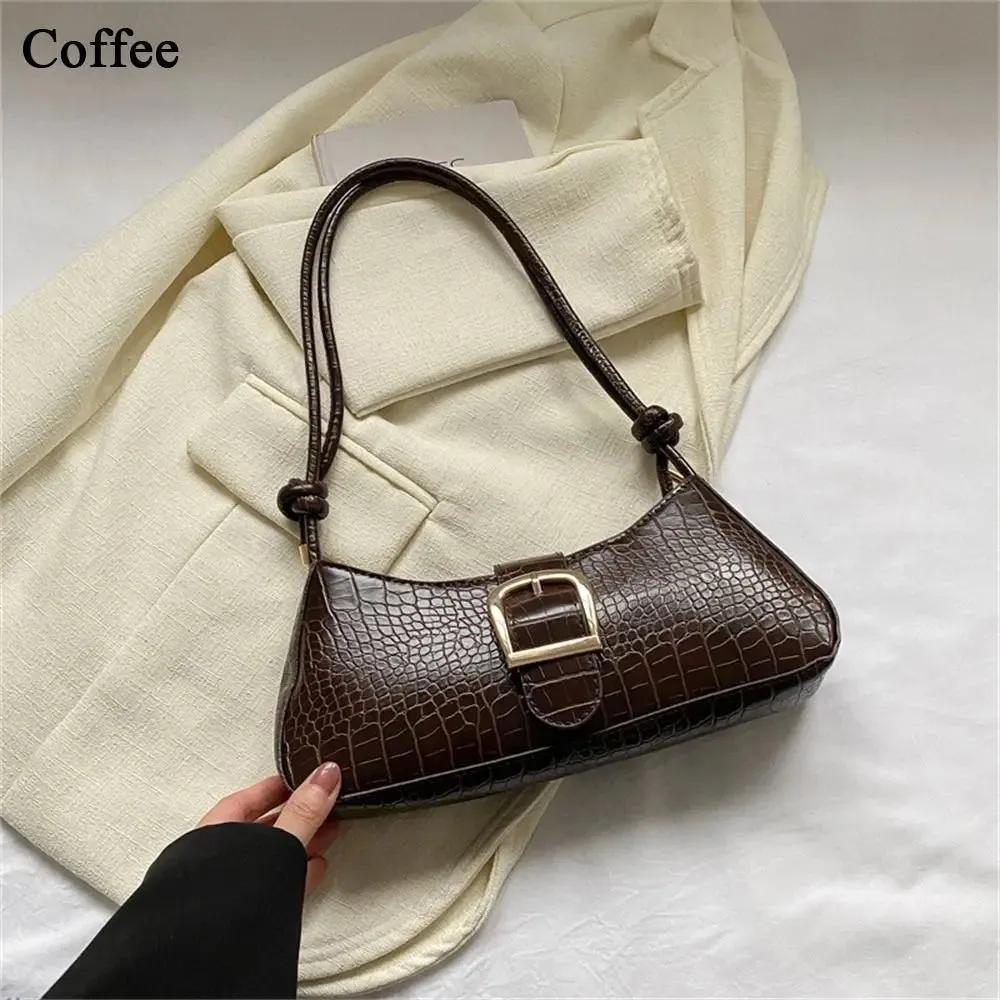 Amozae-Women Stylish PU Leather Sling Bag Solid Color Shoulder Bag Underarm Bag Fashionable Portable Large Capacity Handbag