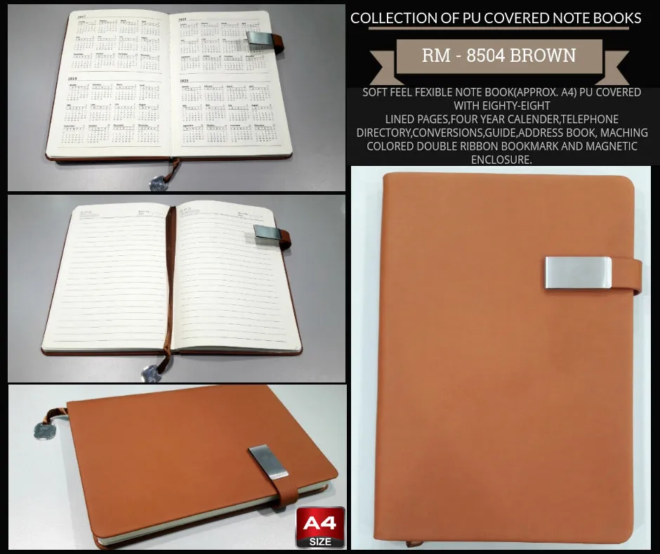 AMS-RM-8504 - Brown -A4 size- Soft touch Notebooks