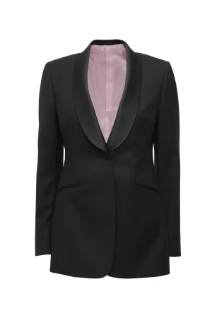 Anna James Single-breasted Tux Blazer in Black Onyx Wool