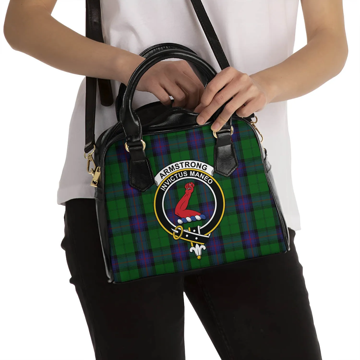 Armstrong Tartan Shoulder Handbags with Family Crest