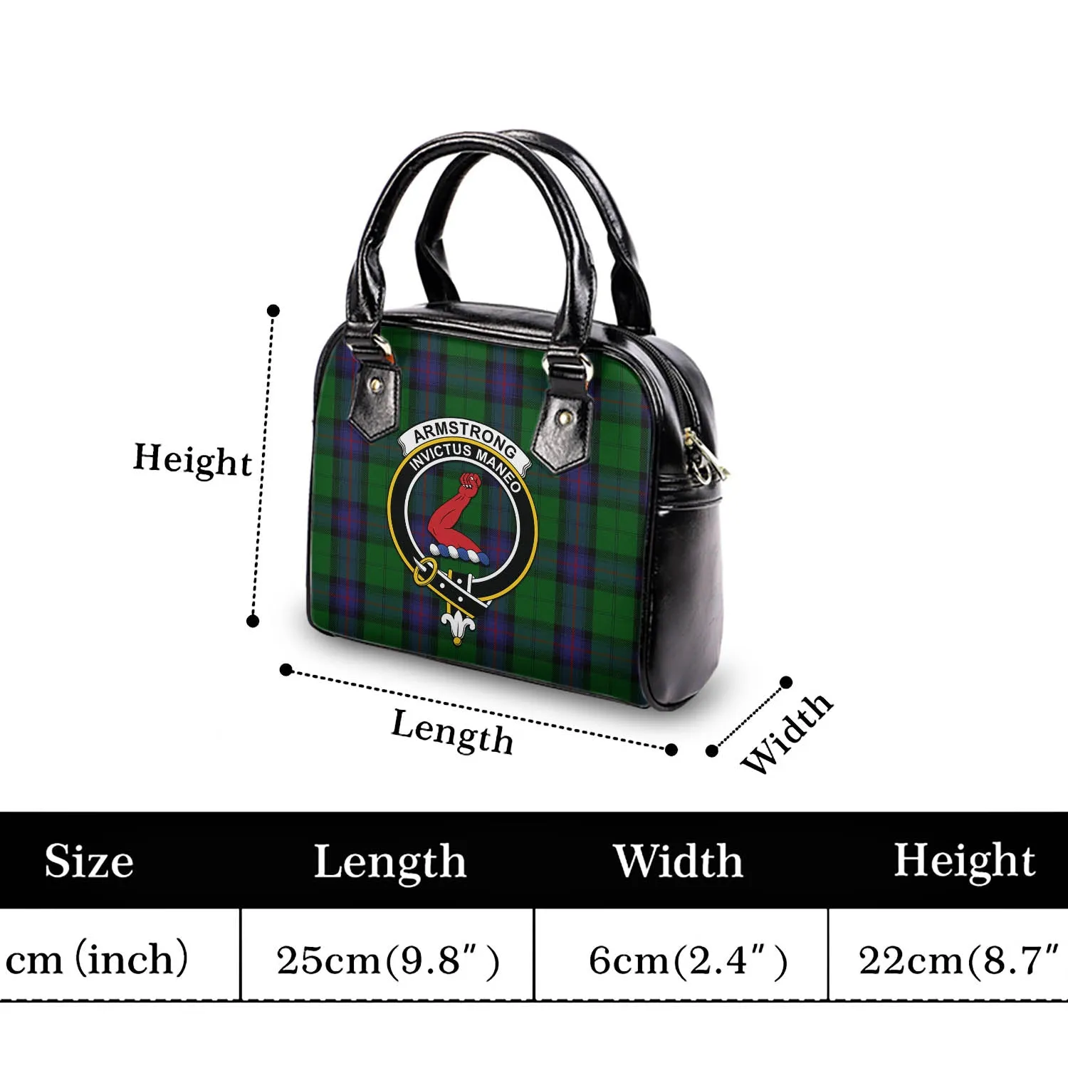 Armstrong Tartan Shoulder Handbags with Family Crest