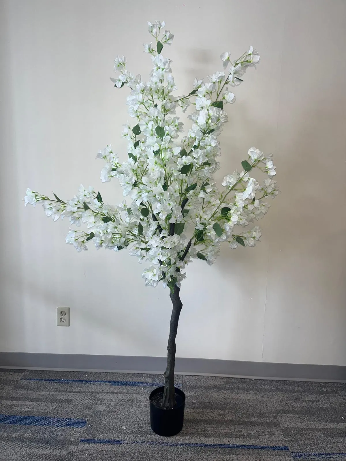 Artificial Bougainvillea Flower Tree (white) - 6'