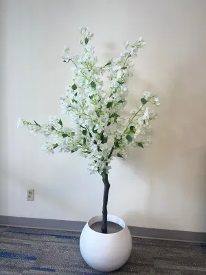 Artificial Bougainvillea Flower Tree (white) - 6'