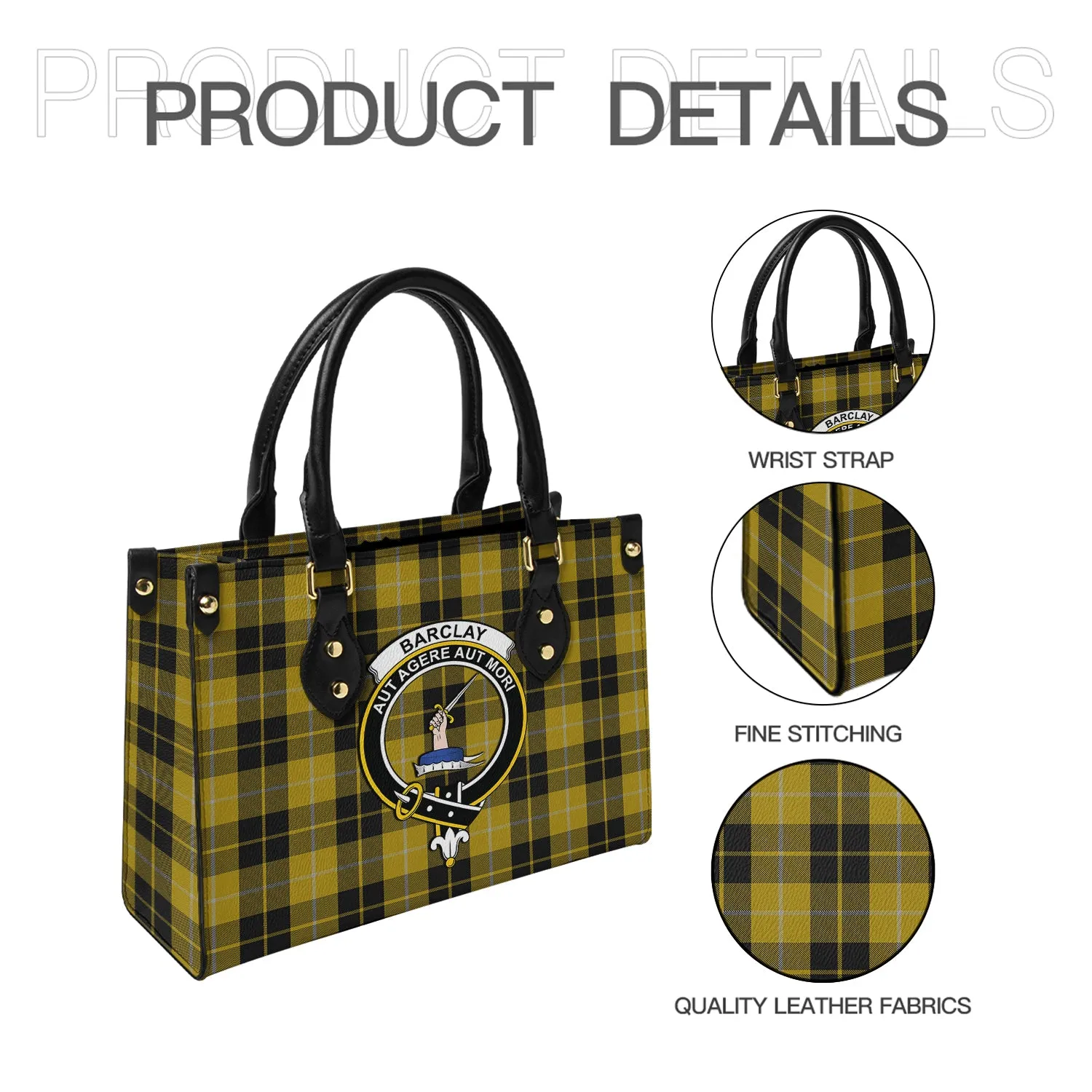 Barclay Dress Tartan Leather Bag with Family Crest