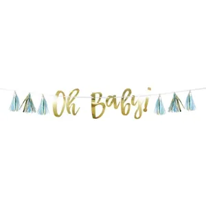 Blue and Gold OH Baby Tassel Banner