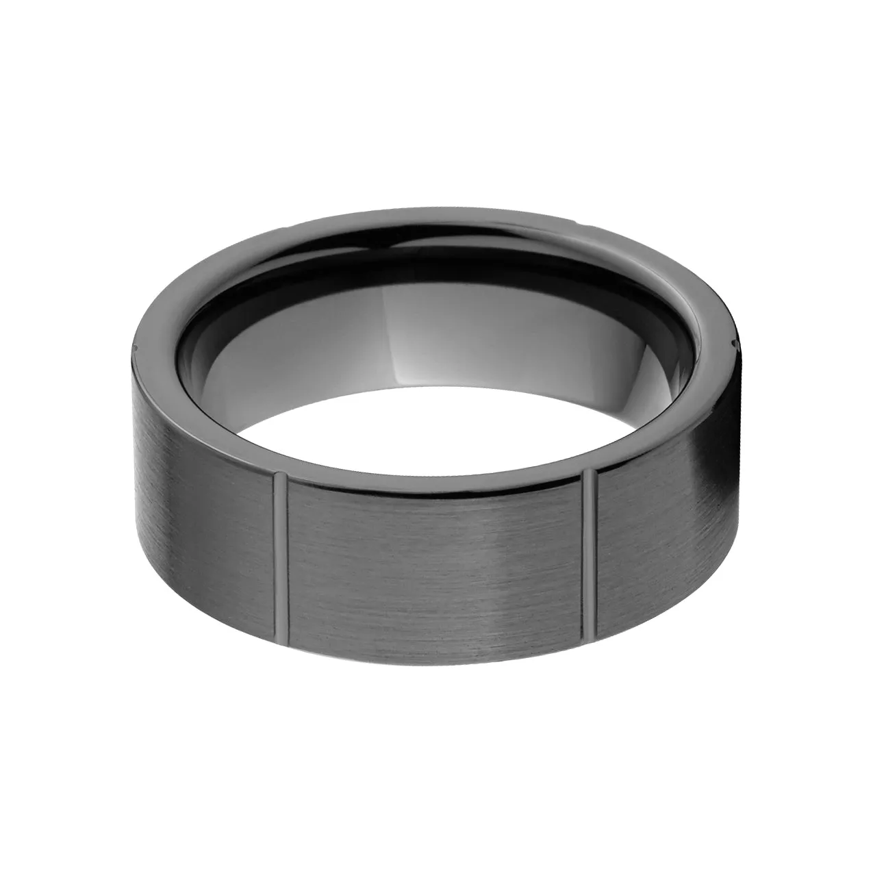 Brushed 6 Groove Ceramic Ring - Men's Wedding Bands