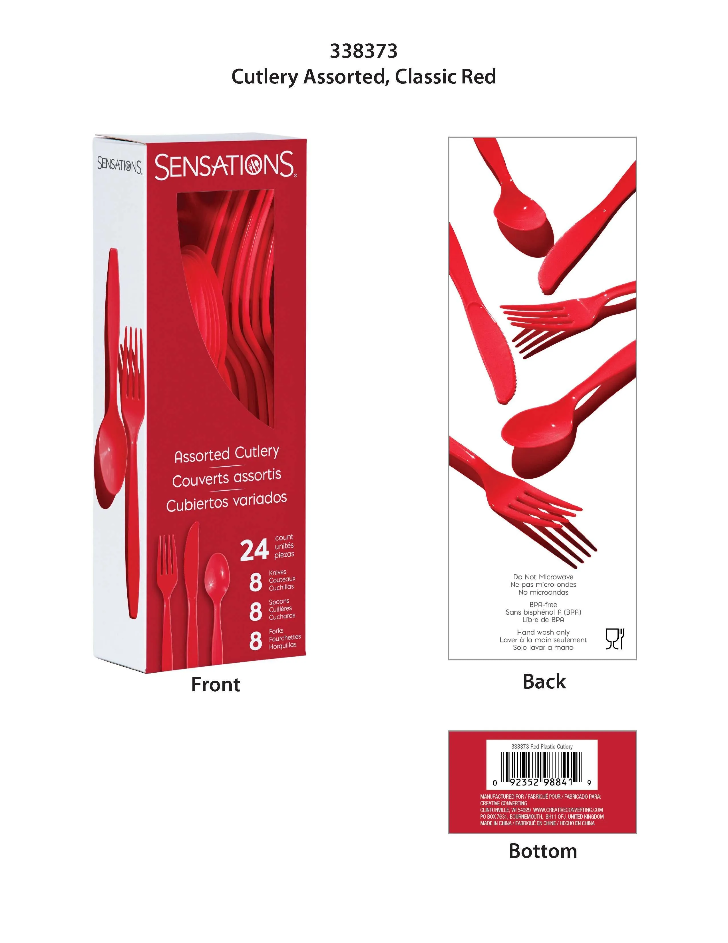 Bulk Classic Red Assorted Cutlery (288 per Case)