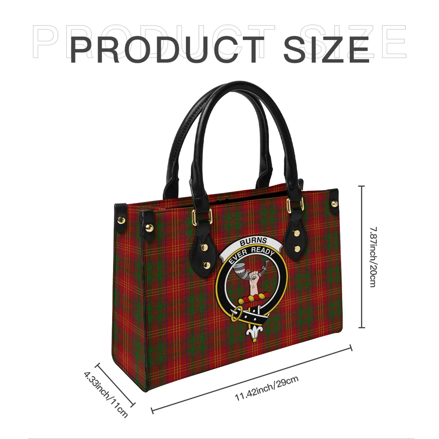 Burns Tartan Leather Bag with Family Crest