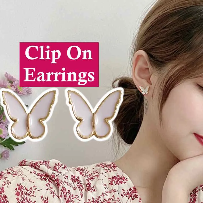 Butterfly Clip On Stud Earrings