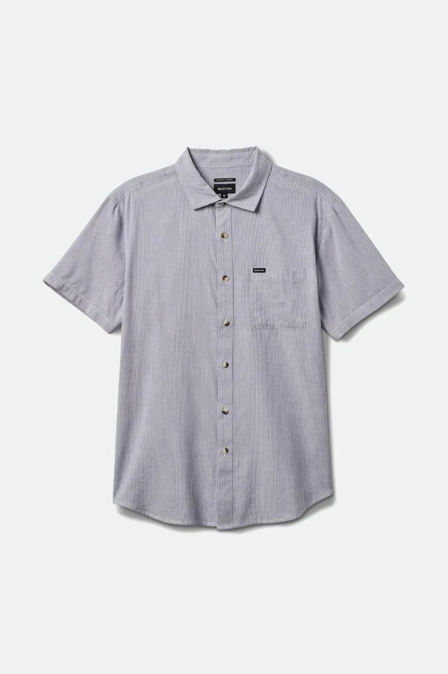 Charter Stripe S/S Woven Shirt - White/Pacific Blue