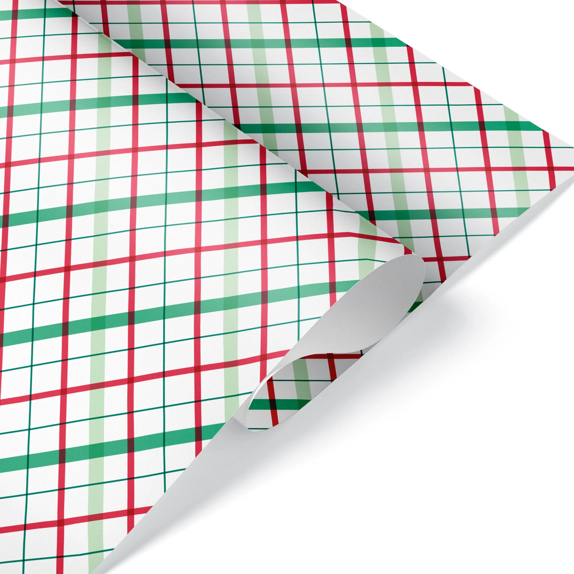 Christmas Plaid Wrapping Paper - RED & GREEN