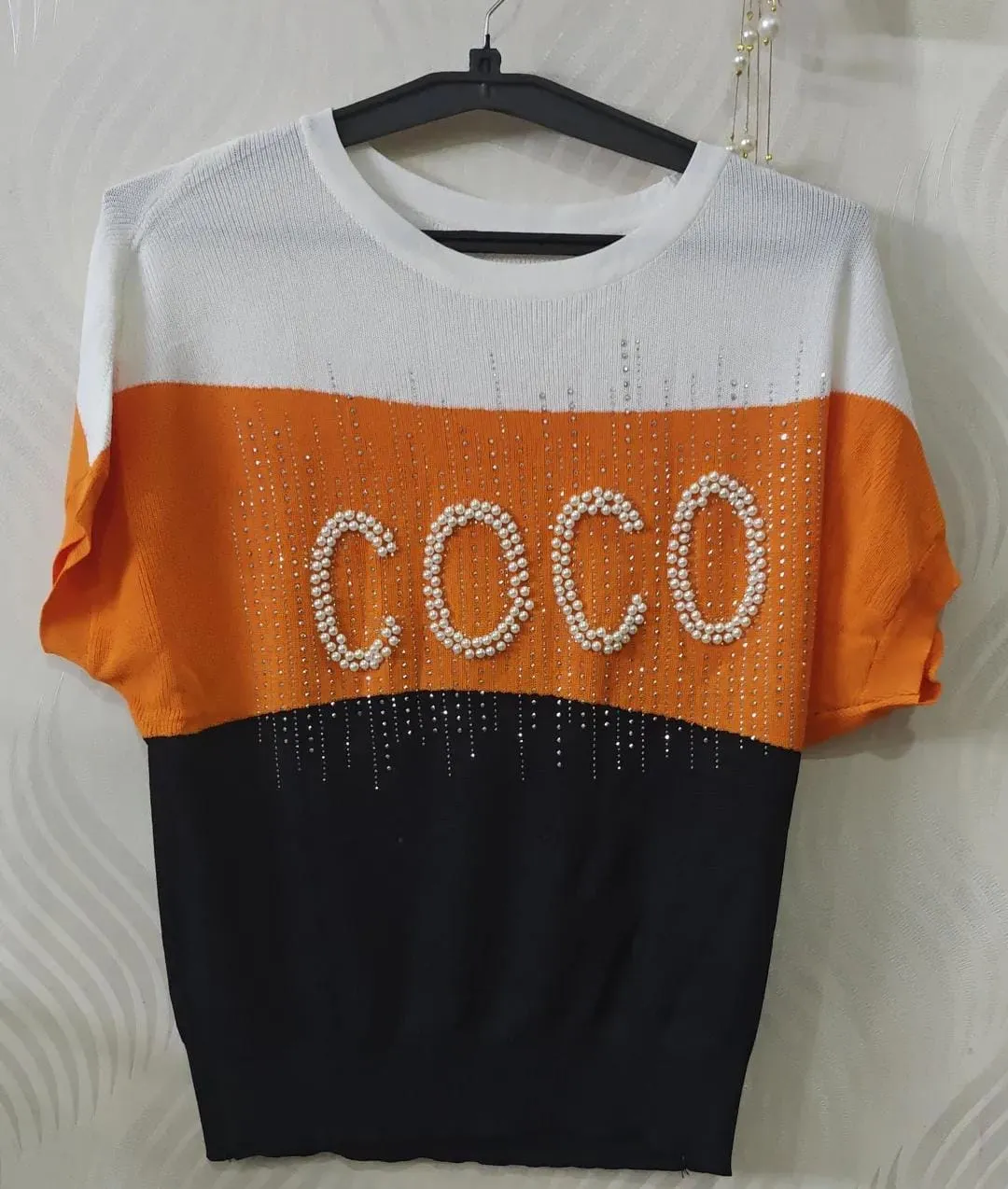 Coco summer knitted pearl top