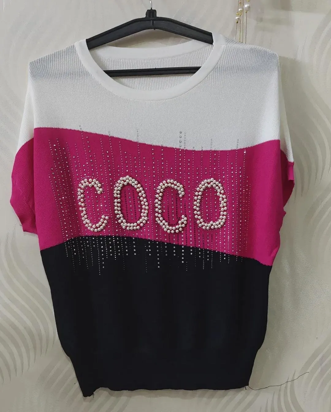 Coco summer knitted pearl top