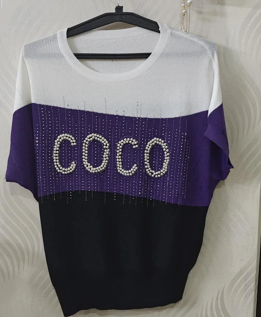 Coco summer knitted pearl top