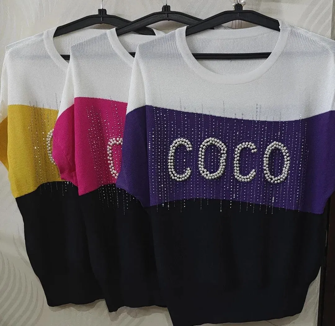 Coco summer knitted pearl top