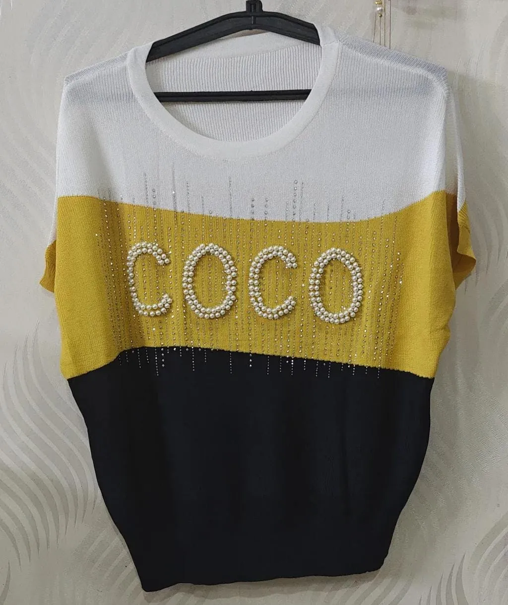 Coco summer knitted pearl top