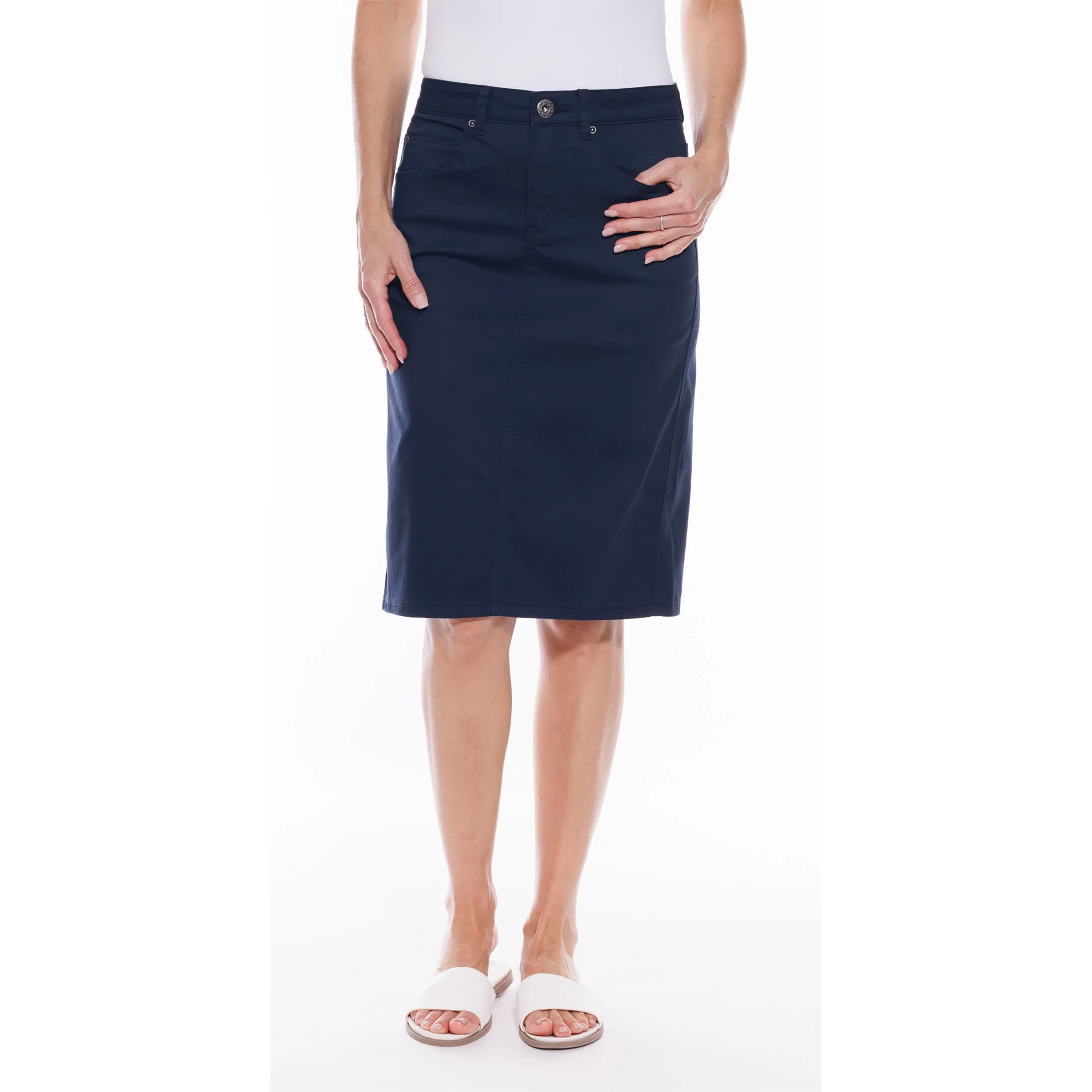 Coloured Denim Skirt by Café Latte - Navy