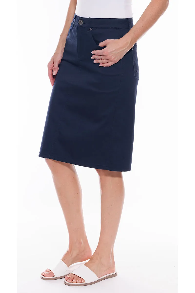 Coloured Denim Skirt by Café Latte - Navy