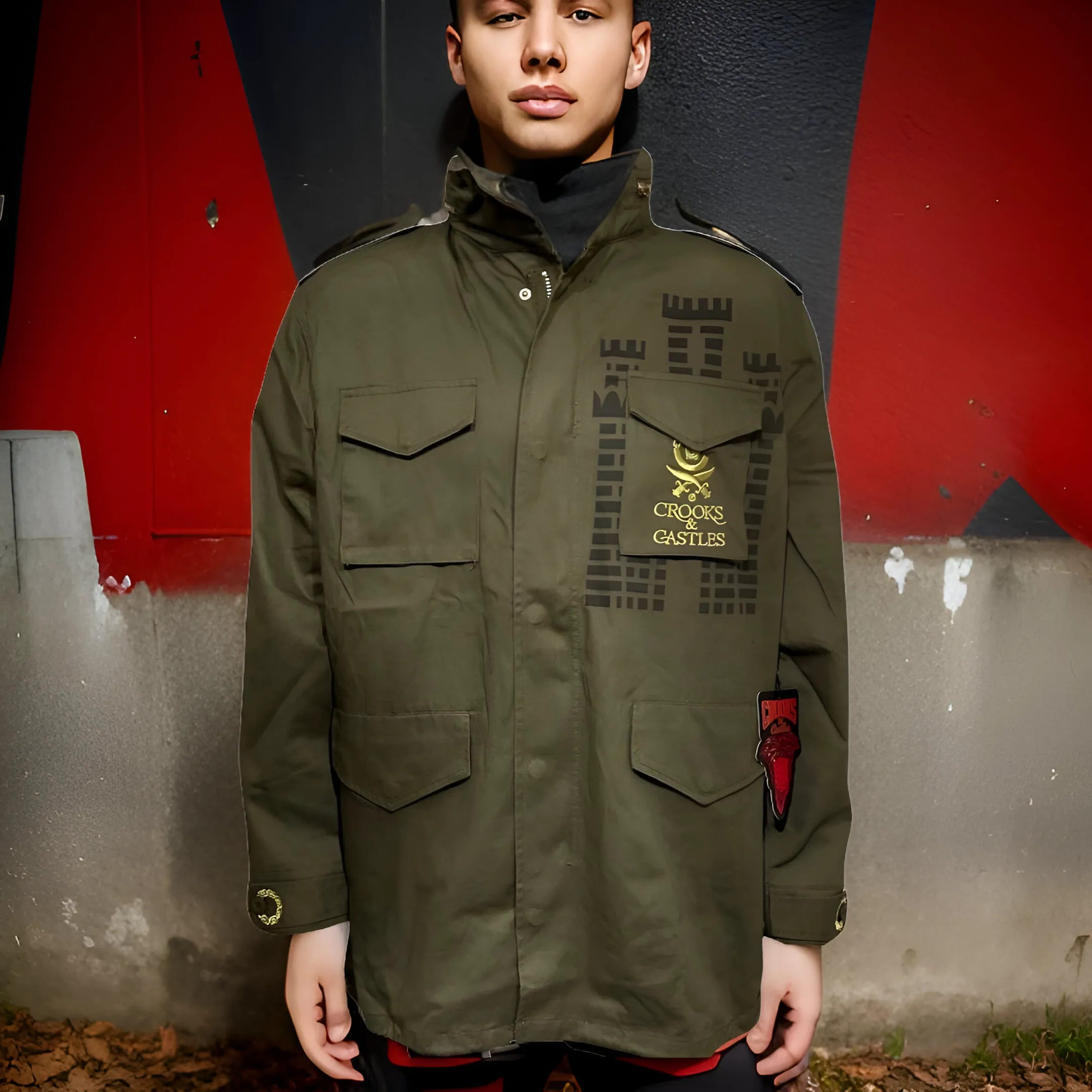 ^CROOKS & CASTLES^ (OLIVE GREEN) ~MAJOR GENERAL~ FALL JACKETS FOR MEN (OLIVE)