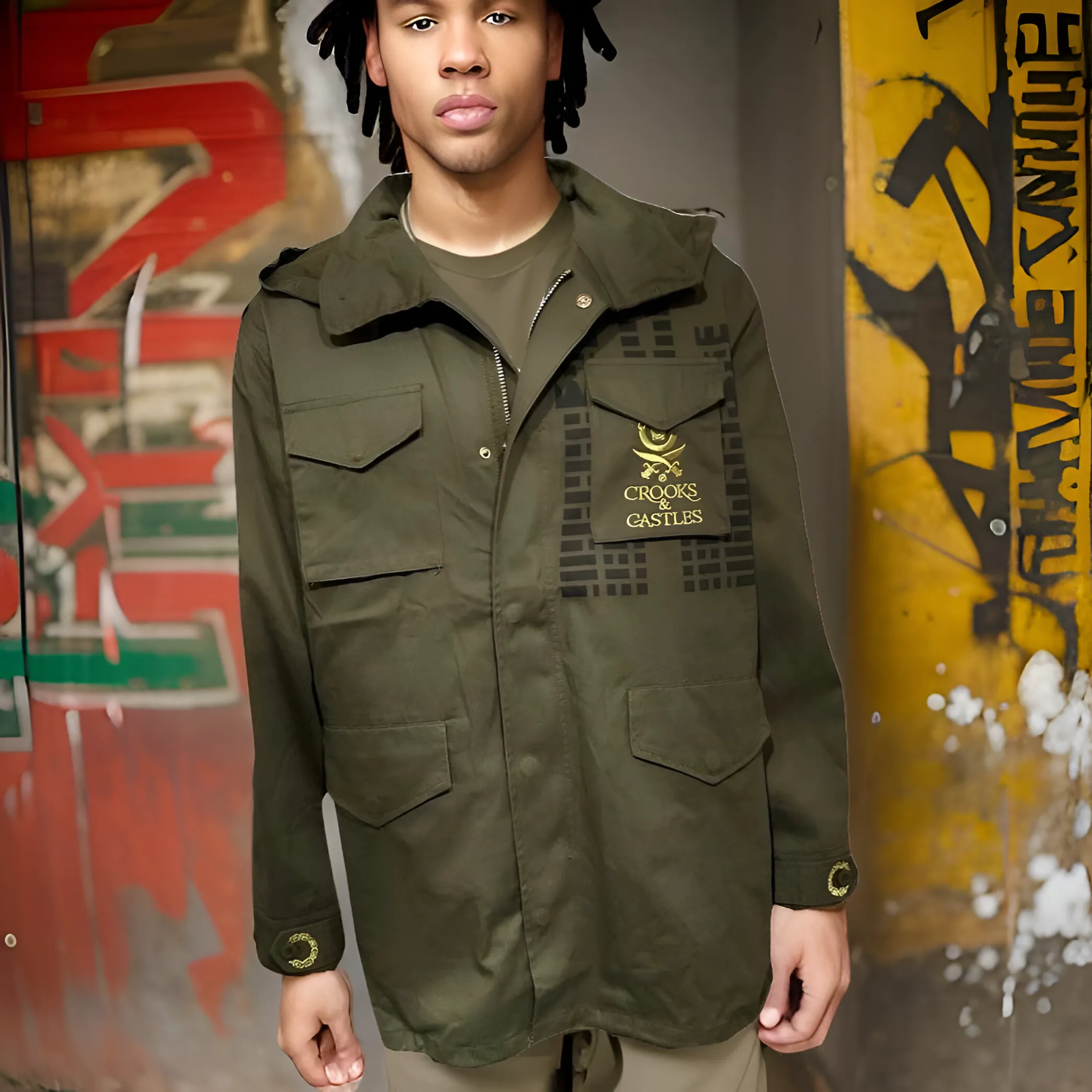 ^CROOKS & CASTLES^ (OLIVE GREEN) ~MAJOR GENERAL~ FALL JACKETS FOR MEN (OLIVE)