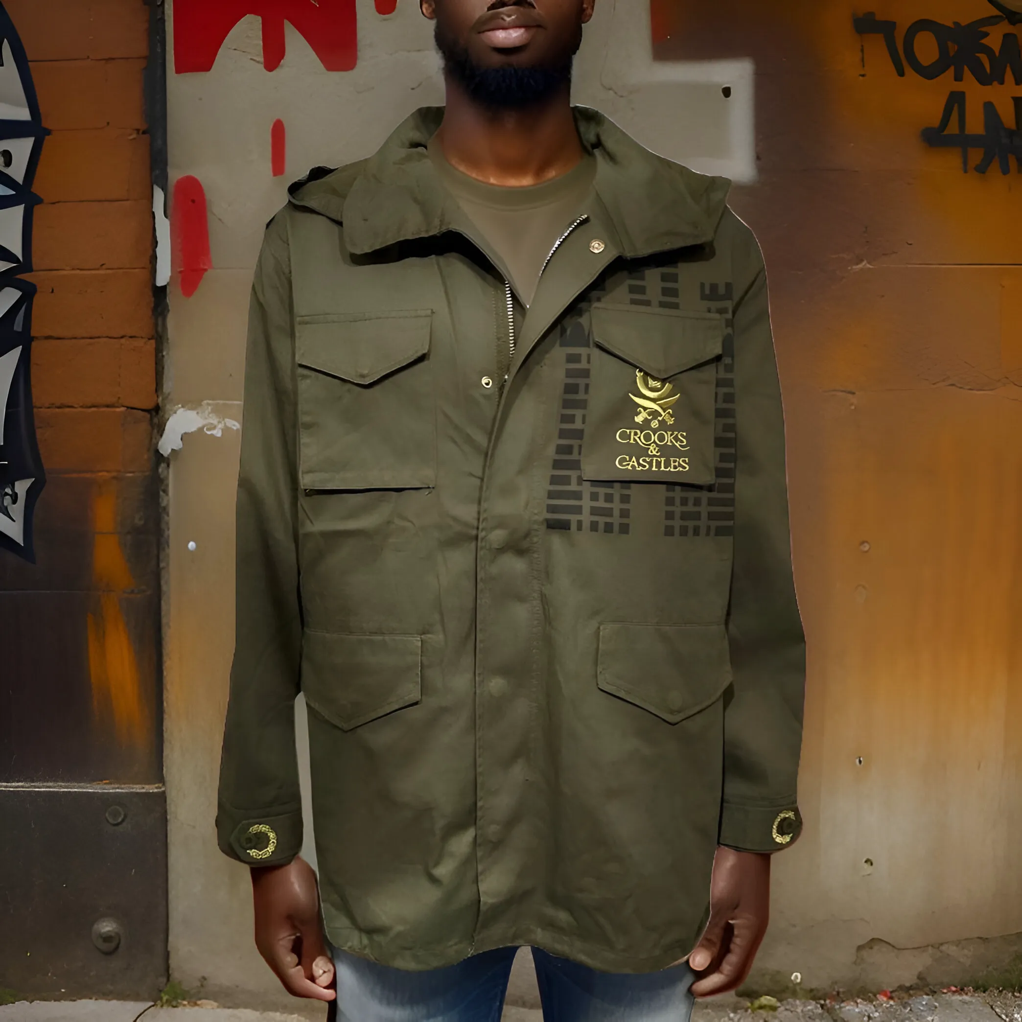 ^CROOKS & CASTLES^ (OLIVE GREEN) ~MAJOR GENERAL~ FALL JACKETS FOR MEN (OLIVE)