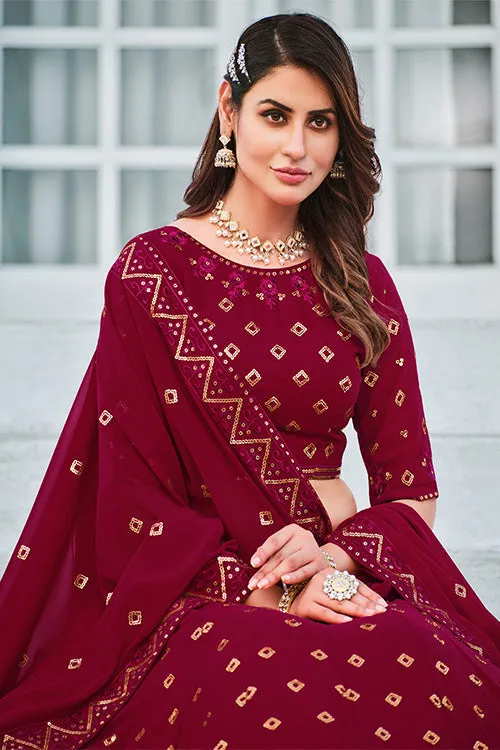 Deep Pink Bridesmaid Bollywood Style Wholesale Party Wear Lehenga Choli