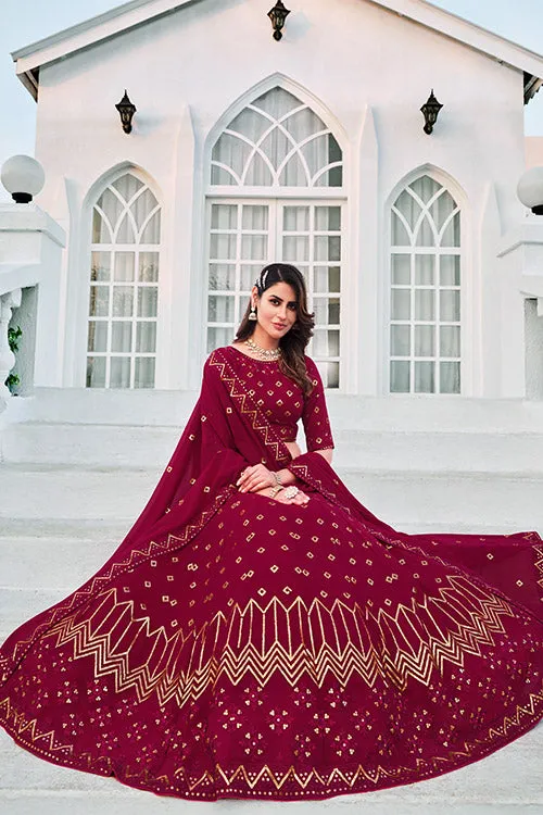 Deep Pink Bridesmaid Bollywood Style Wholesale Party Wear Lehenga Choli