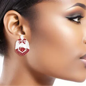 Delta Sigma Theta Inspired Red White Crest Delta Sigma Theta / DST Earrings Studs