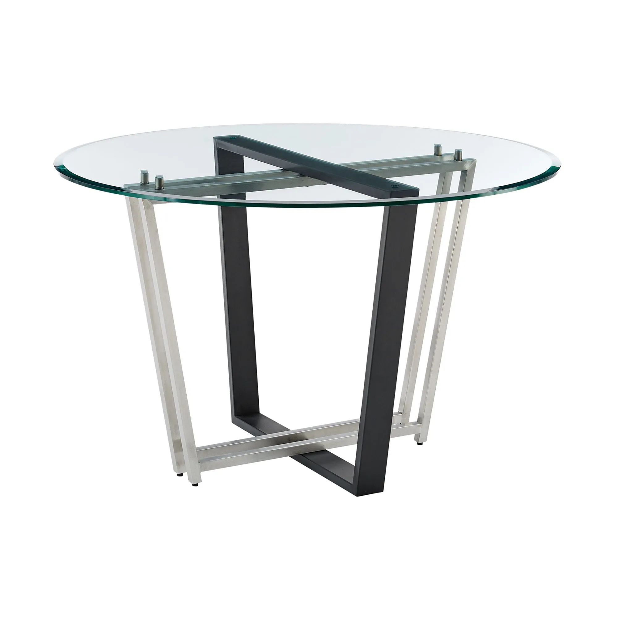 Devi Anastasia - Round Glass Dining Table Set - Matte Black