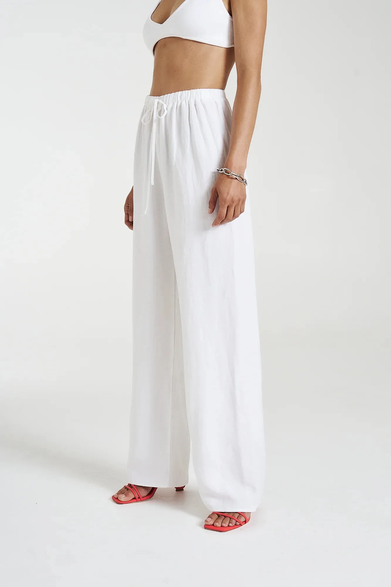 Elastic Waist Pants - Angelic White