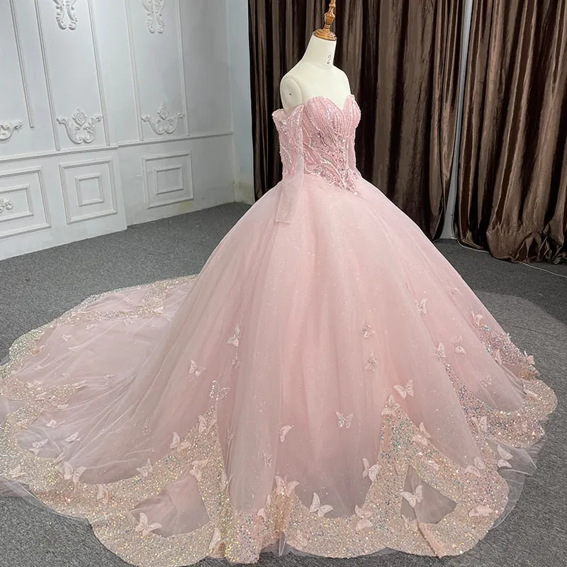 Elegant Quinceanera Pink Ball Gown Dress