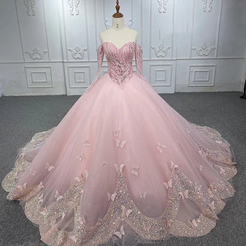 Elegant Quinceanera Pink Ball Gown Dress