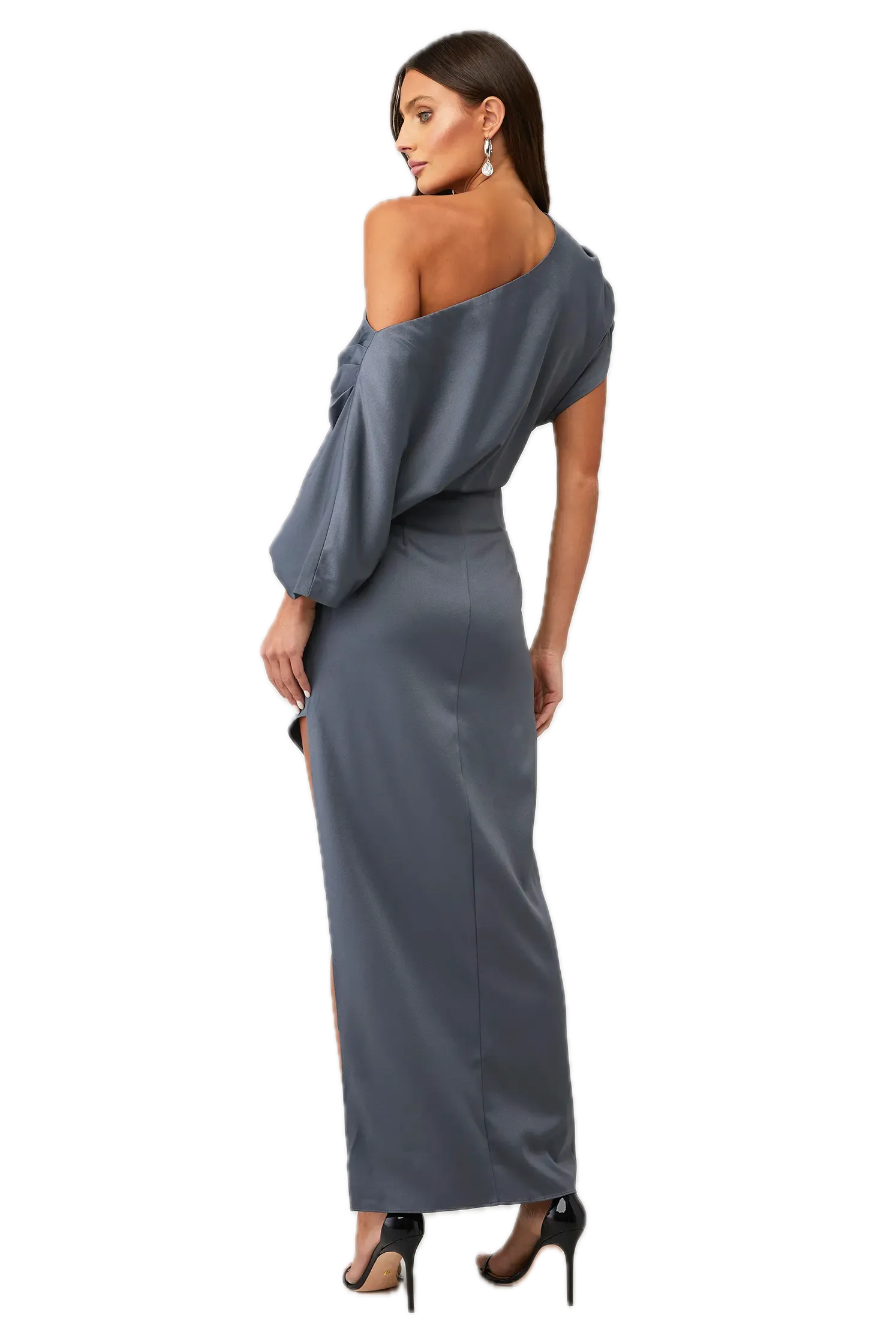 Elliatt Andrea Off-Shoulder Charcoal Gown