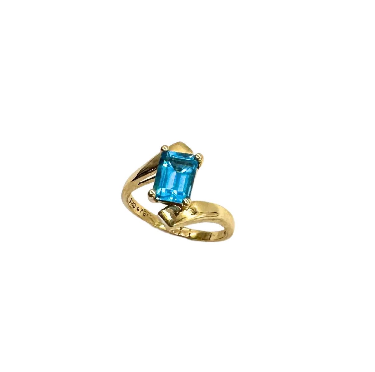 Emerald-Cut Blue Topaz Ring