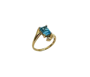 Emerald-Cut Blue Topaz Ring