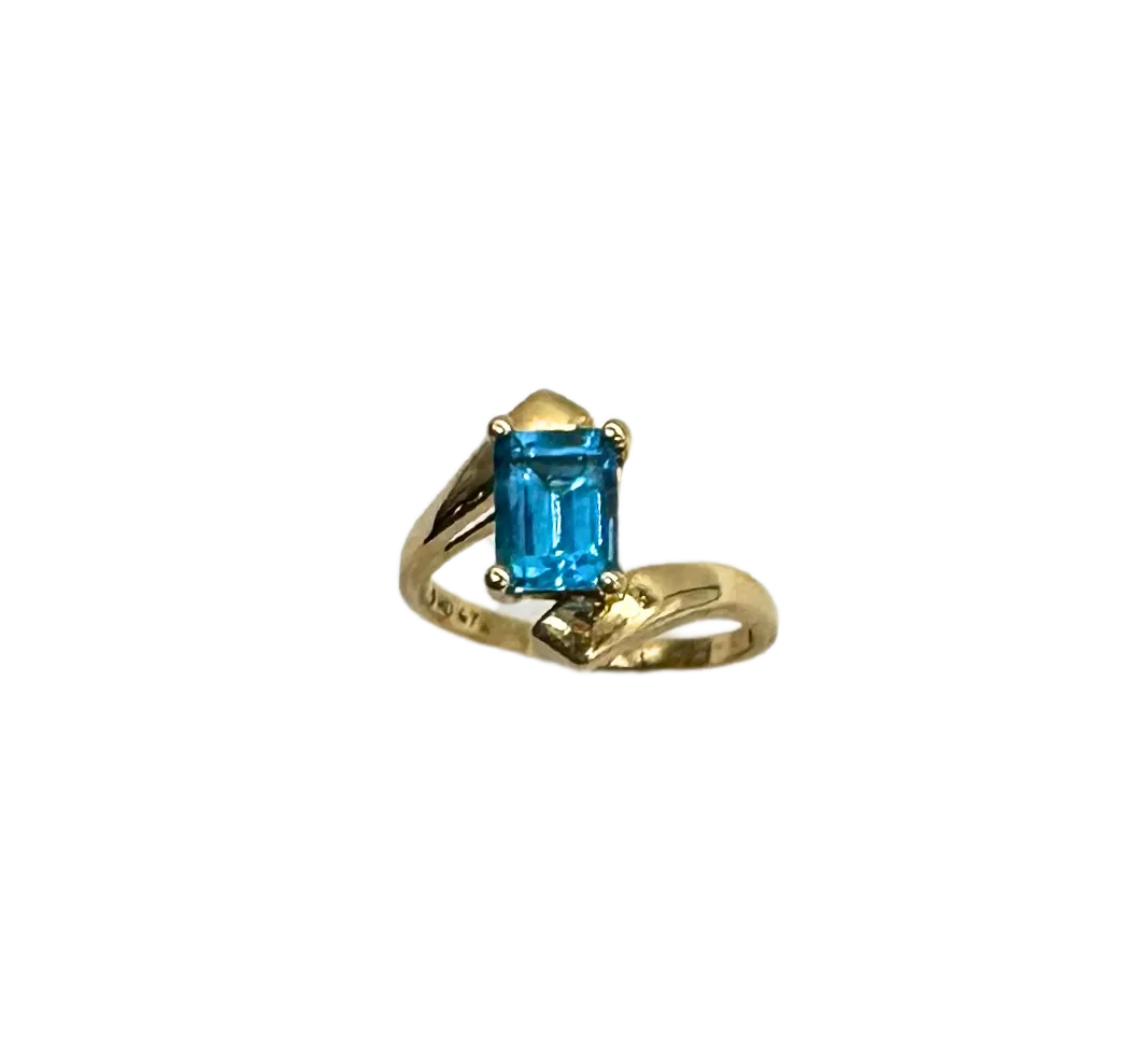 Emerald-Cut Blue Topaz Ring