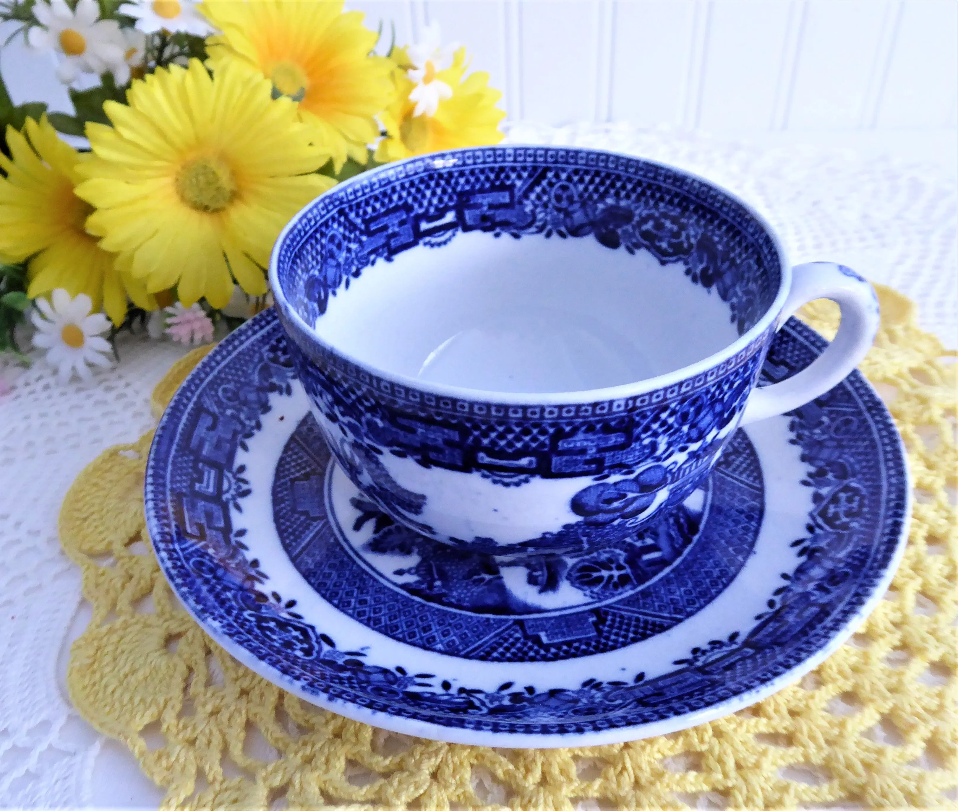 English Willow Cup And Saucer 1920s Teacup Royal Venton Blue Willow