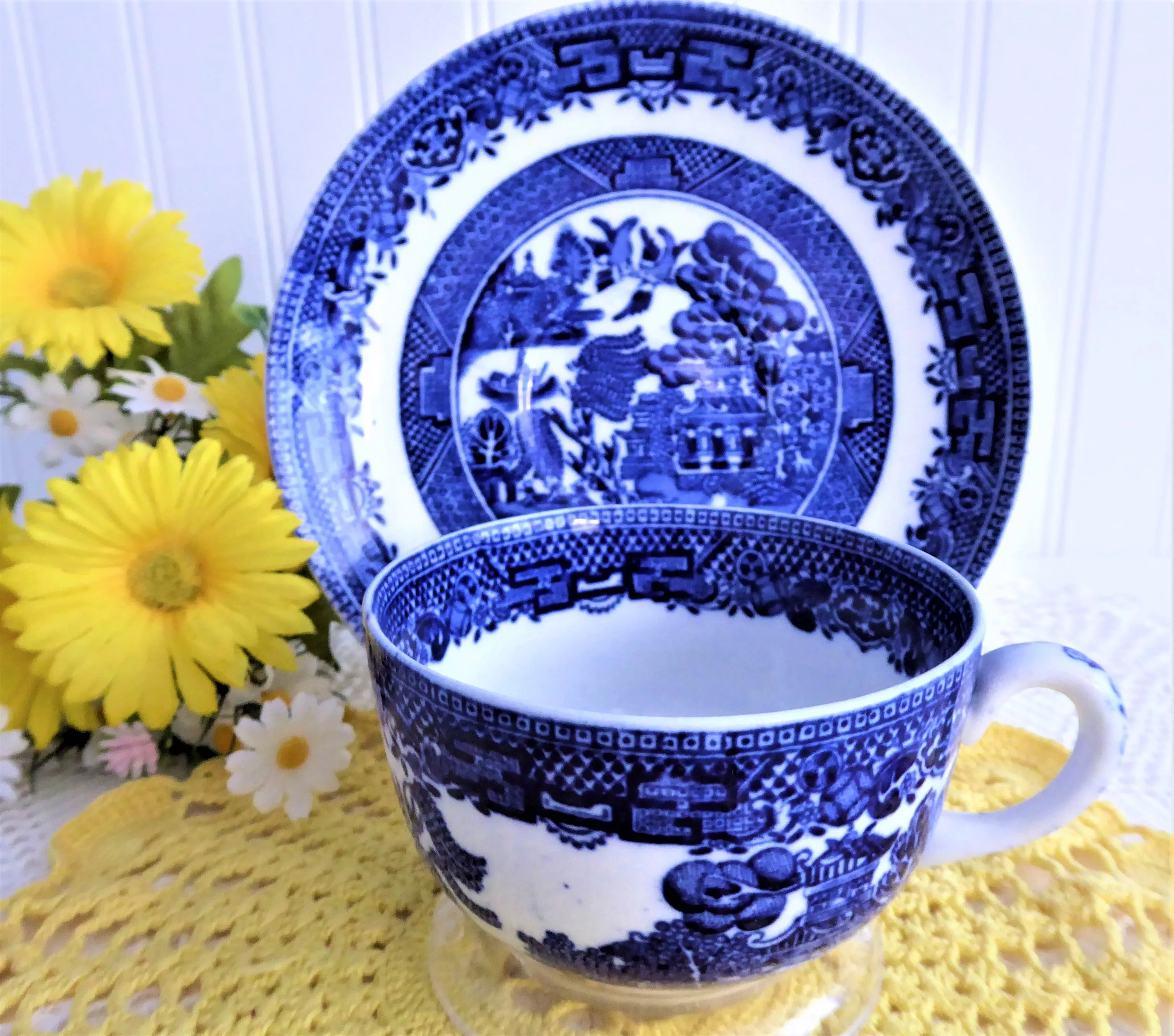 English Willow Cup And Saucer 1920s Teacup Royal Venton Blue Willow