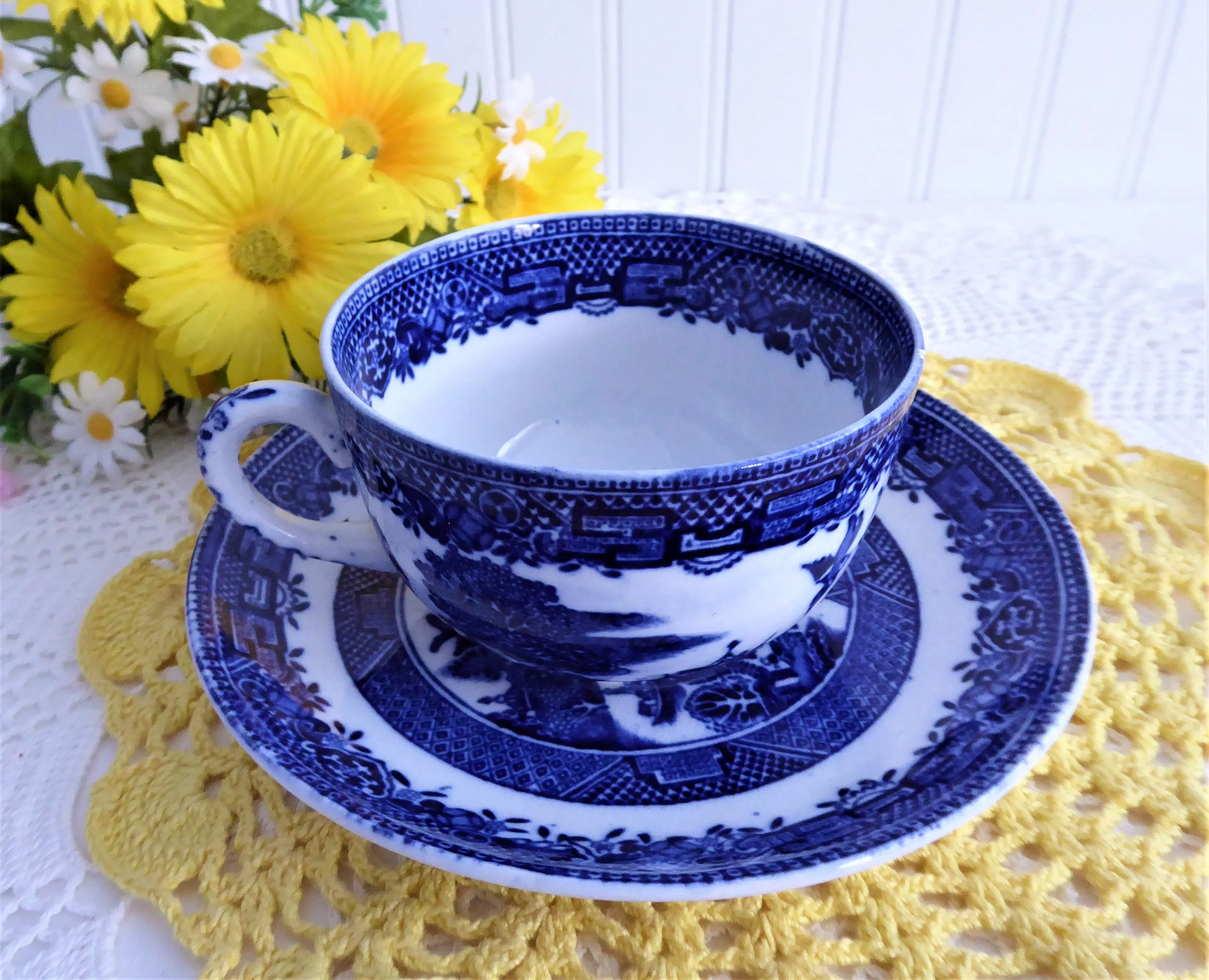 English Willow Cup And Saucer 1920s Teacup Royal Venton Blue Willow