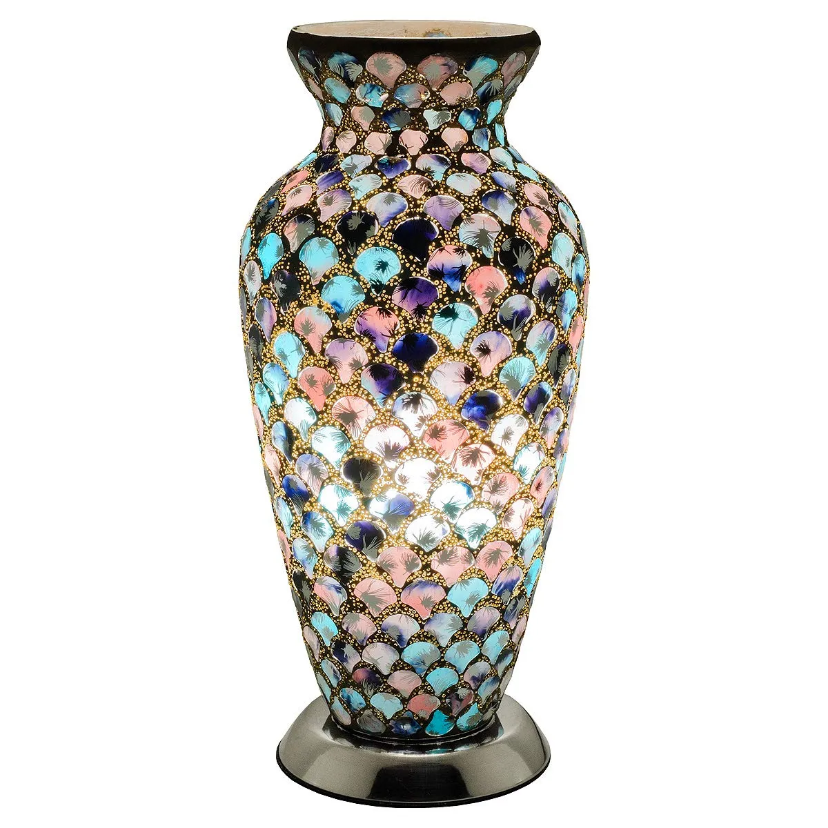 Febland Mosaic Glass Vase Lamp-Blue & Pink Tile, Blue/Pink